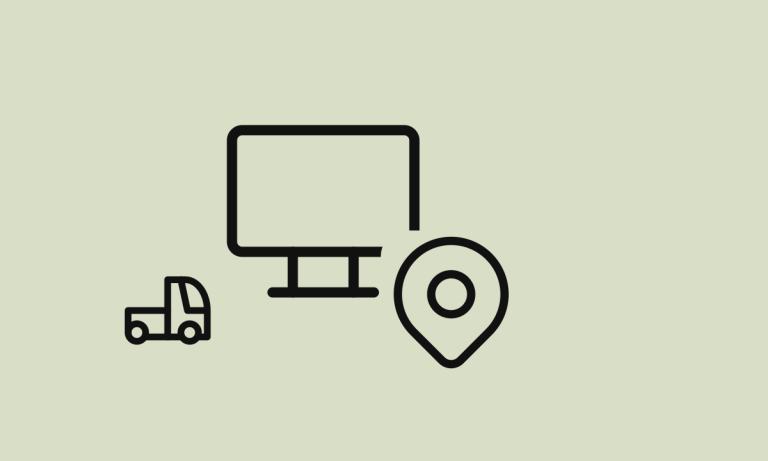 Ícone de monitor com marca de conferido sobre fundo areia