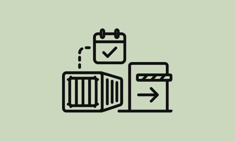 Contêiner com calendário, check e entrada de terminal