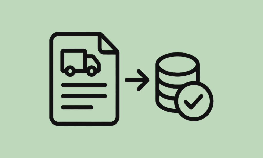 Documento de transporte seguindo para moedas com confirmação