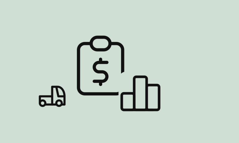 Ilustração linear de calculadora e gráfico de resultado com traço reforçado